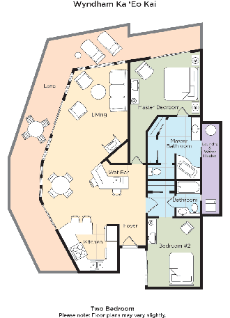 Club Wyndham Ka Eo Kai - Two Bedroom, Two Bath I Floor Plan